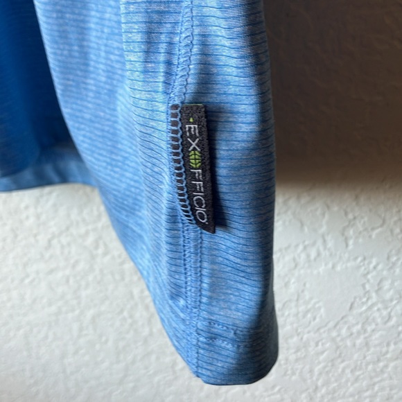Exofficio Sol Cool Signature Blue Short Sleeve 3/4 Button Up Polo Shirt mens L - Picture 5 of 17